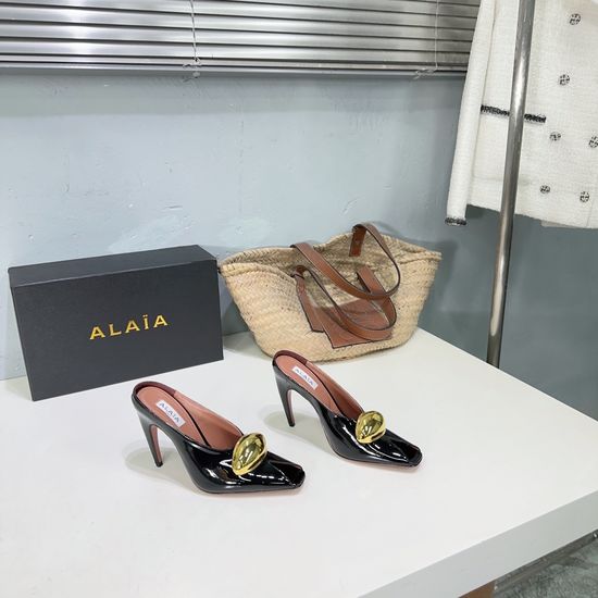 Alaia Peep Toe High Heel Sandals Premium Leather Upper