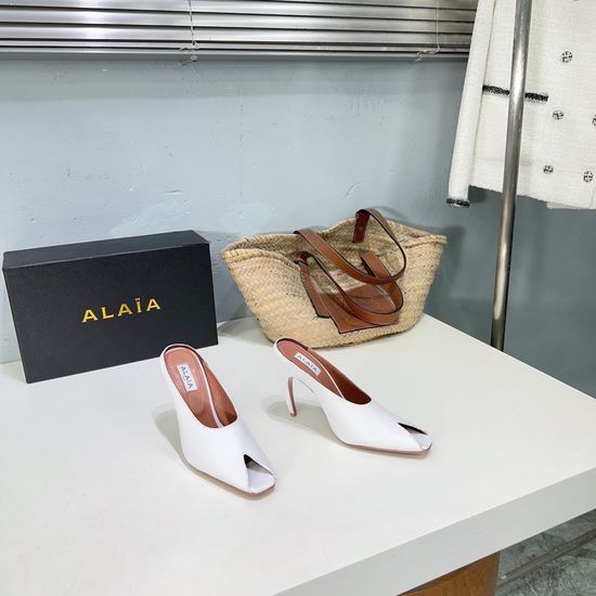 Alaia Peep Toe High Heel Sandals Premium Leather Upper