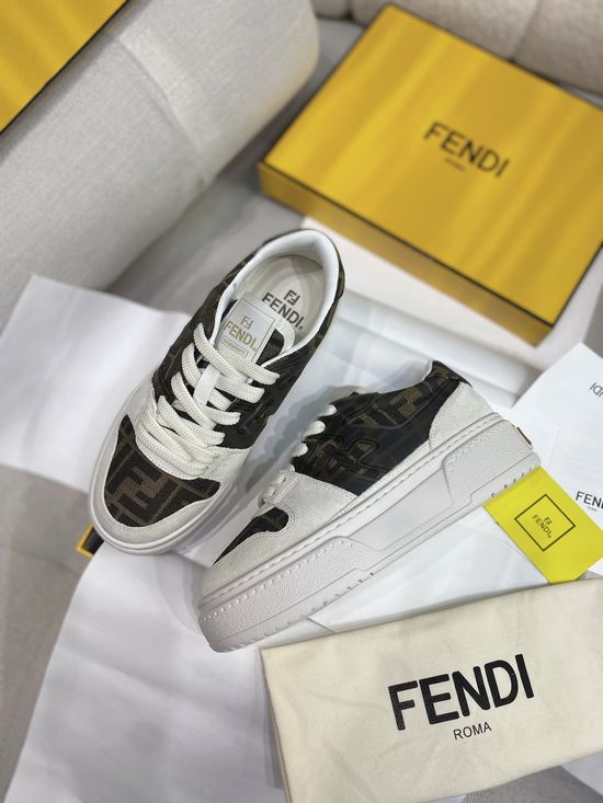 Fendi Premium Leather Thick Sole Low Top Casual Sneakers