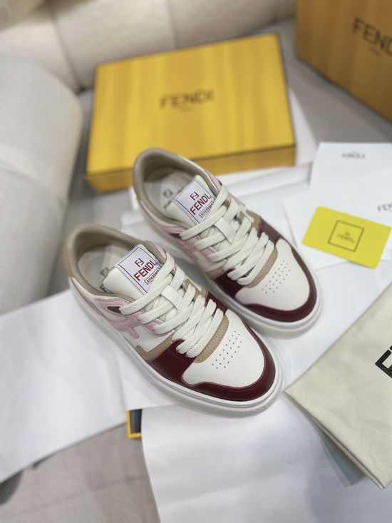 Fendi Premium Leather Thick Sole Low Top Casual Sneakers