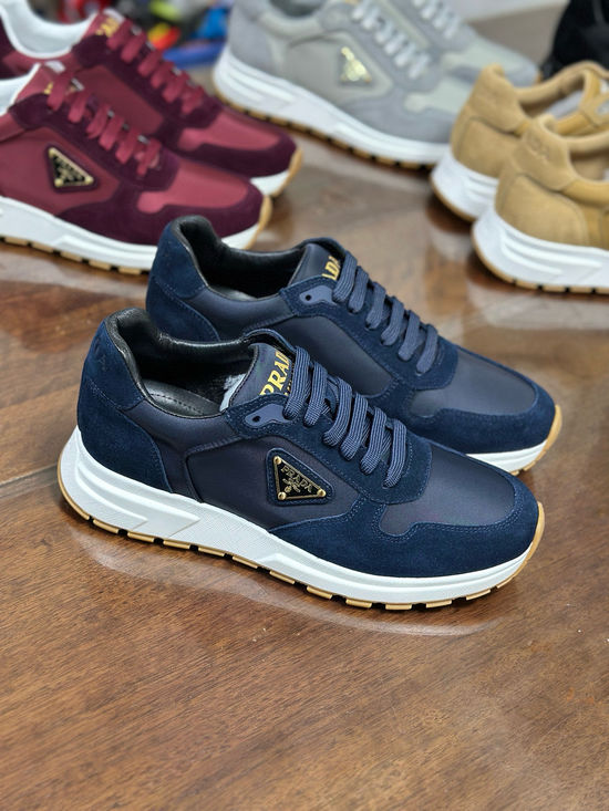 Prada Suede Leather Sneakers with Lightweight Shock Absorbing Sole