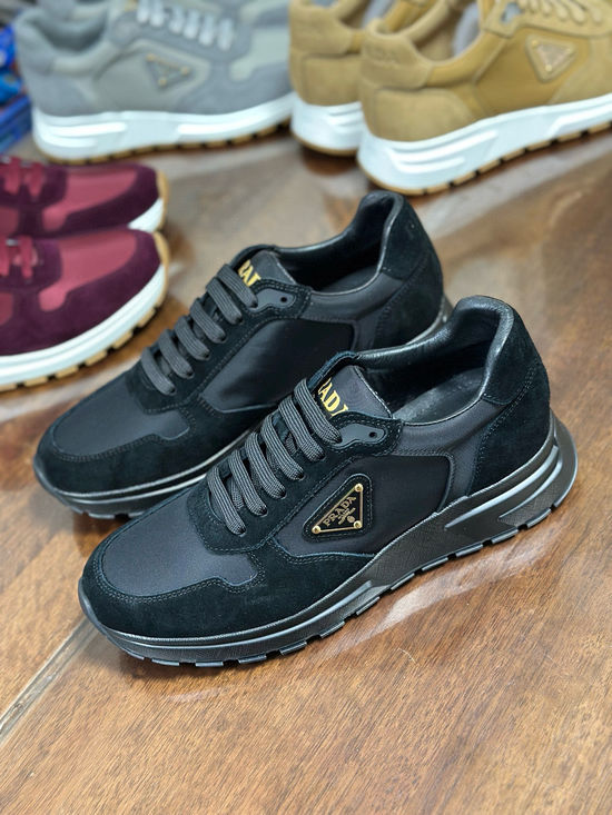 Prada Suede Leather Sneakers with Lightweight Shock Absorbing Sole