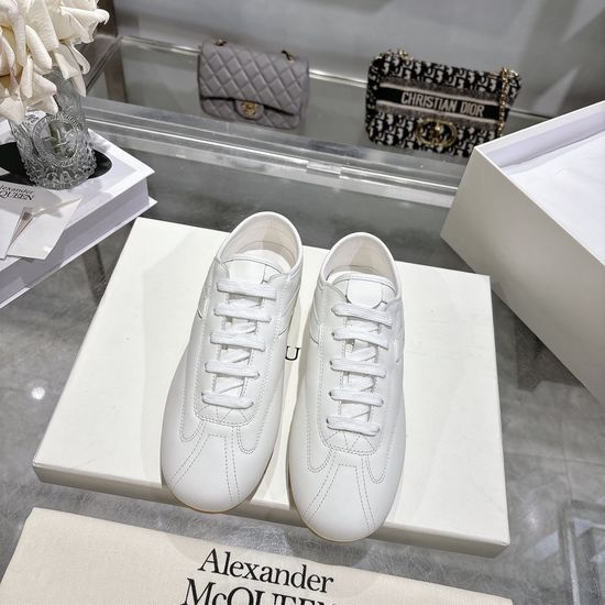 McQueen Vintage Casual Leather Sneakers with Soft Padding