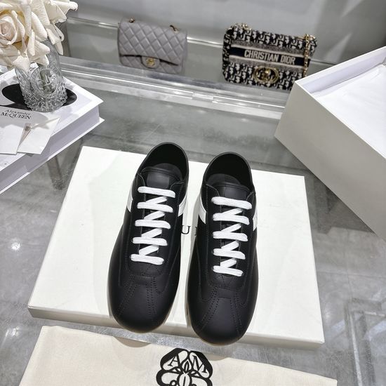 McQueen Vintage Casual Leather Sneakers with Soft Padding