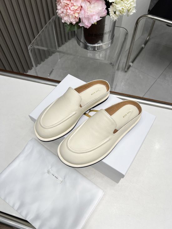 The Row Minimalist Soft Leather Comfortable Loafer Slides